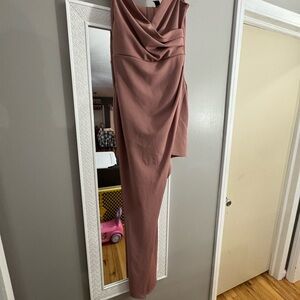 Windsor Pink Ruched Asymmetrical Gown